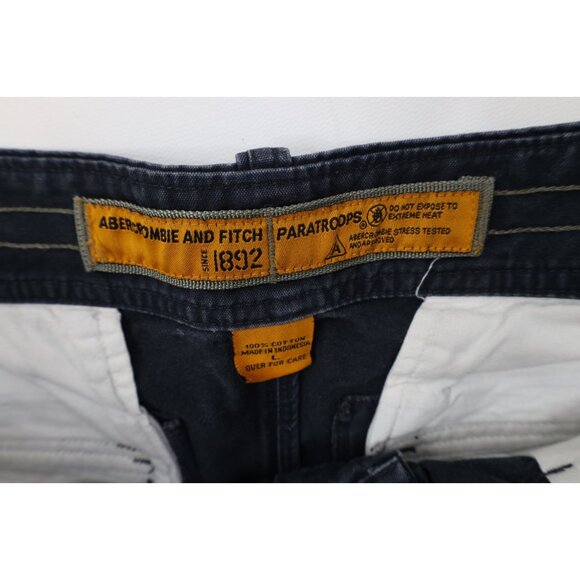 Vtg 90s Y2K Abercrombie & Fitch Mens L Heavy Paratrooper Surplus Cargo Shorts - Picture 9 of 15